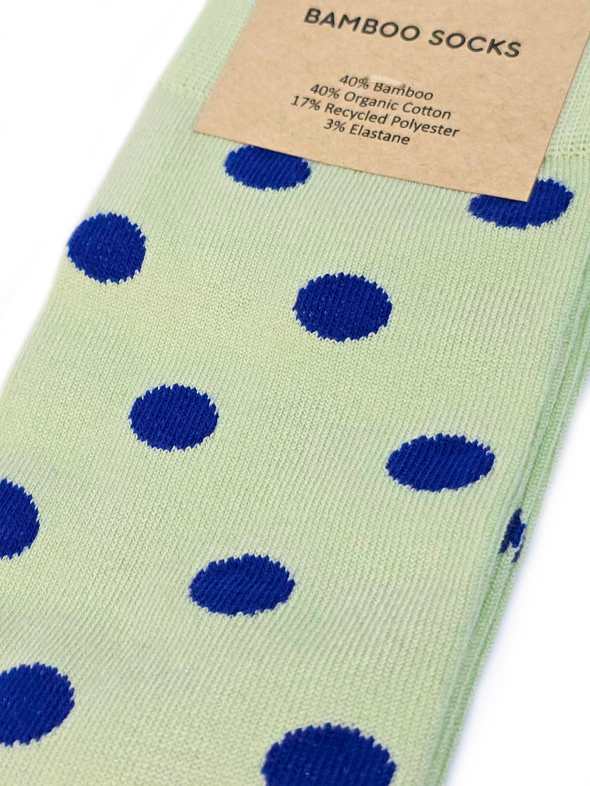 Slopes&Town - Wholesale Socks - Unisex - Mint Green and Dark Blue Dots Bamboo Socks1