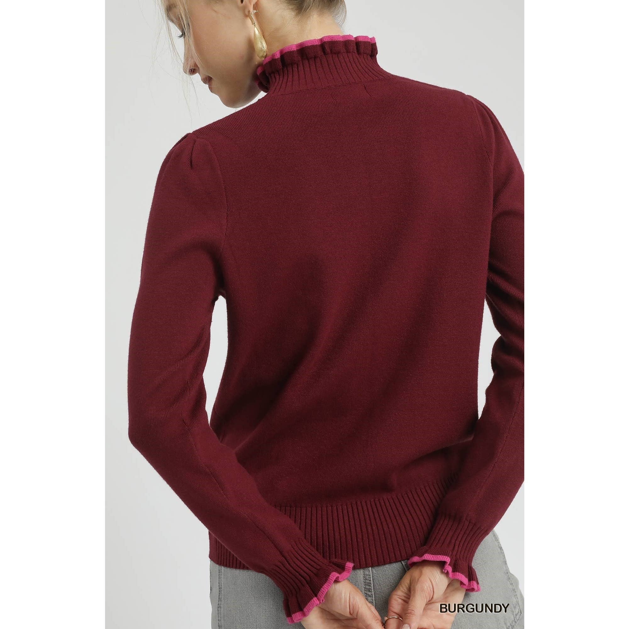 STYLE USA - Wholesale Tuniek - Dames - Trui met contrasterende randen en ruches breisel4