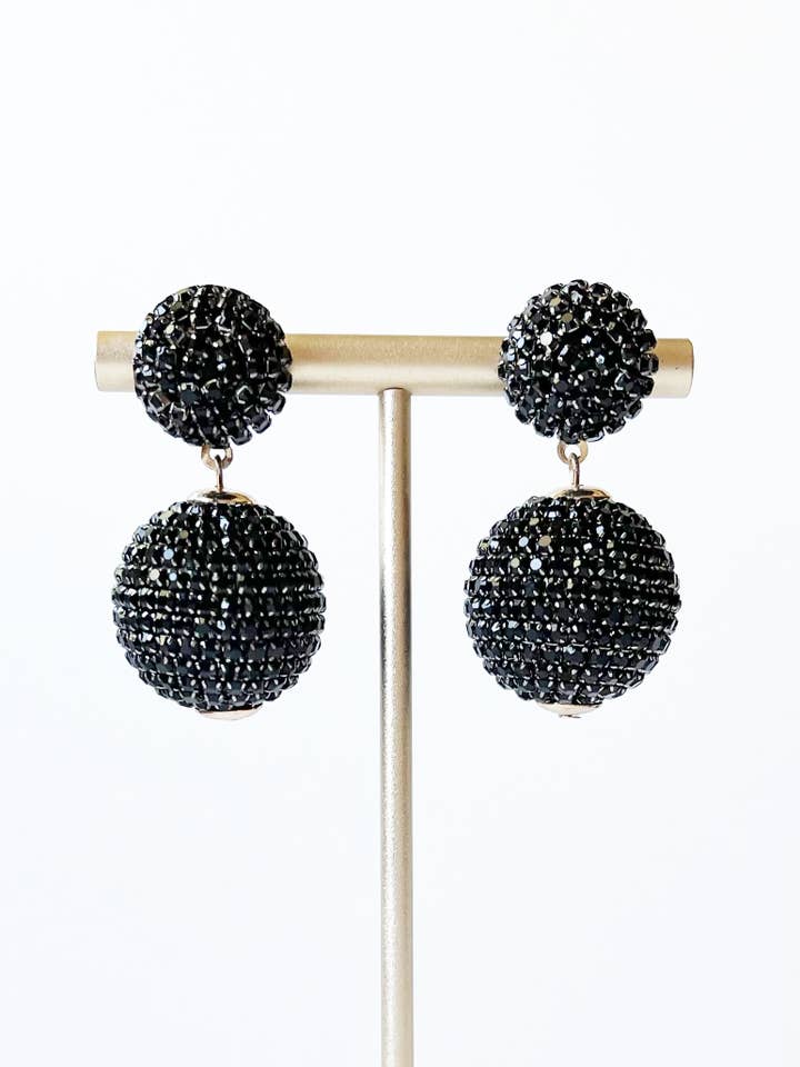 Black Disco Ball Earrings, Black Crystal Dangle Earrings
 for wholesale by lynnique