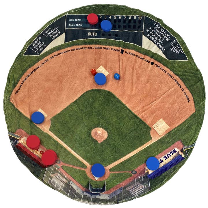 Baseball Round Game Blanket 68" for wholesale by The Fun Home Novelty Company