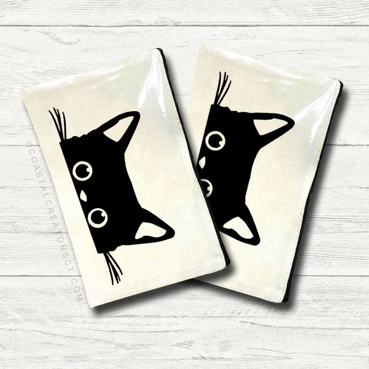 Coastal Creators of Connecticut - Wholesale Pouch - Unisex - Cat Peeking Canvas Multi-Purpose Zipper Bag