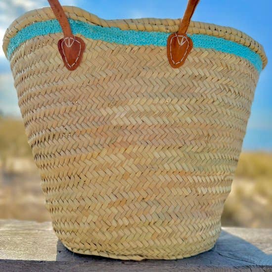 craftberber - Vendita all'ingrosso Borsa da spiaggia - Cesto in paglia francese intrecciato a mano, borsa versatile per il mercato e la spiaggia