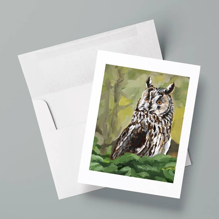 Coruja Barrada/Cartão de saudação em branco por atacado de Kasey Melissa Art