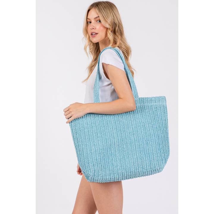 Collections by Fame Accessories – wholesale Bärkasse - Dam – Stor virkad stråväska