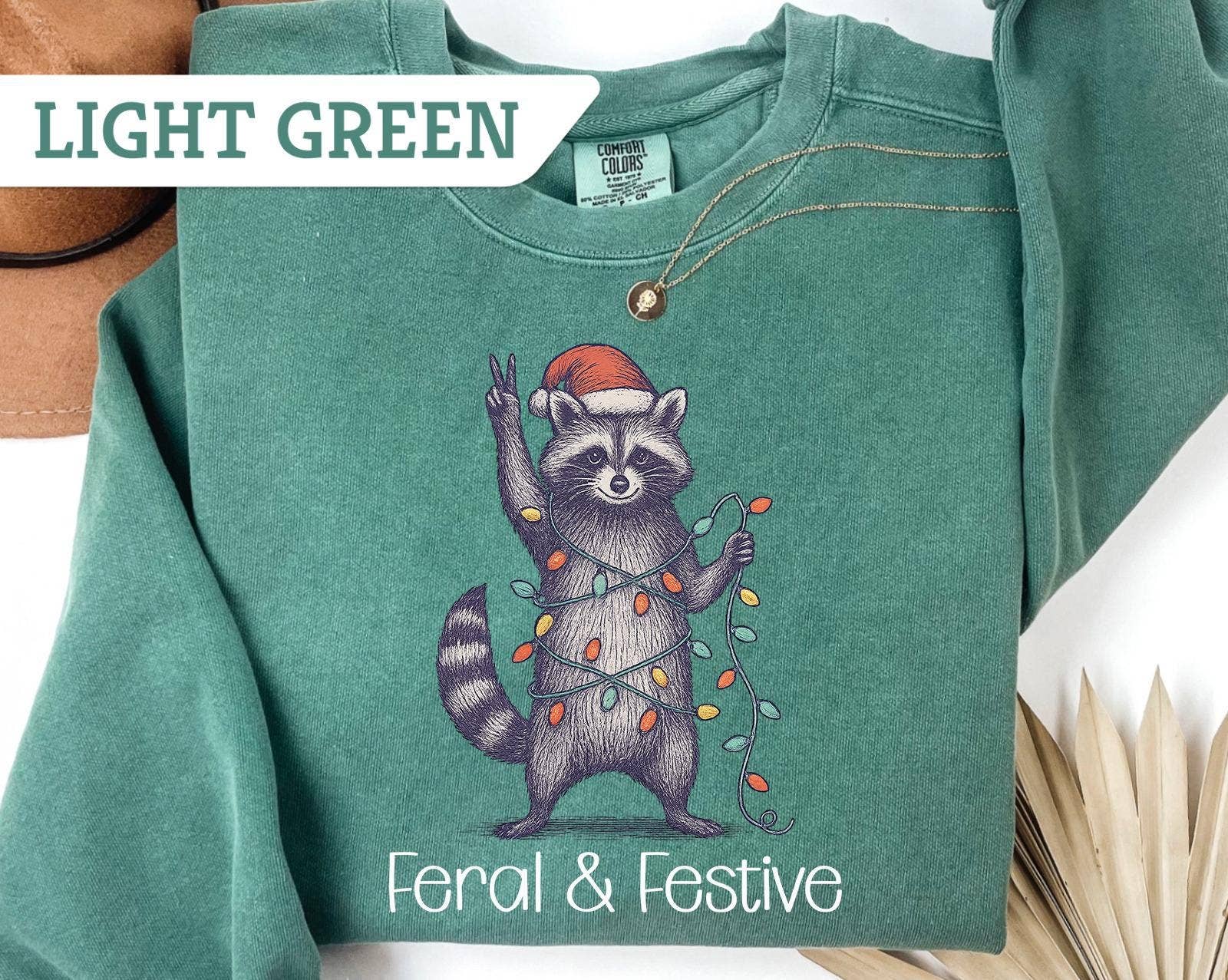 Glaime - Wholesale T-Shirt (Graphic) - Women's - Comfort Colors Raccoon Xmas Shirt ,Raccoon Feral Sweater2