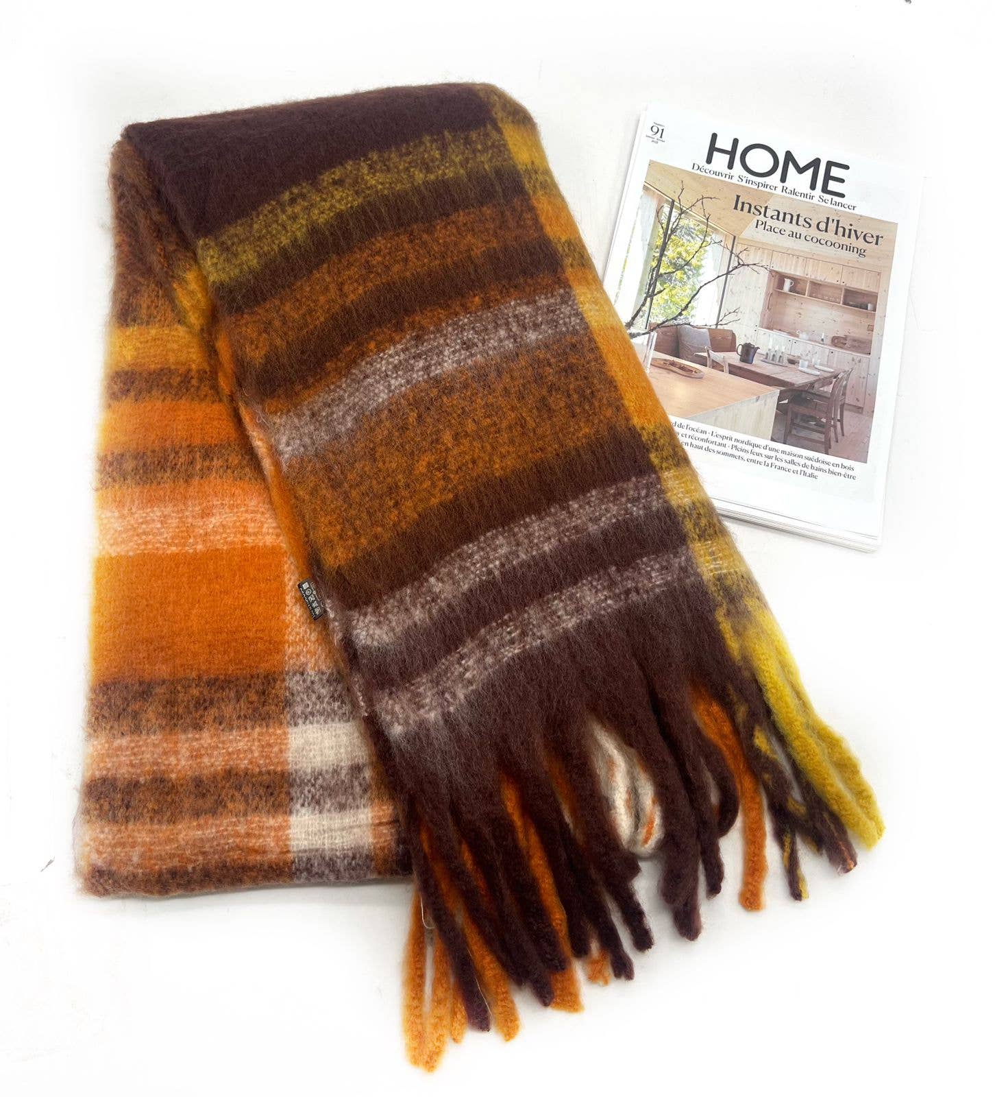 LINETA - Wholesale Scarf - Women's - HH-337 Ultra Soft Scarf with Large Fringe Check Pattern1