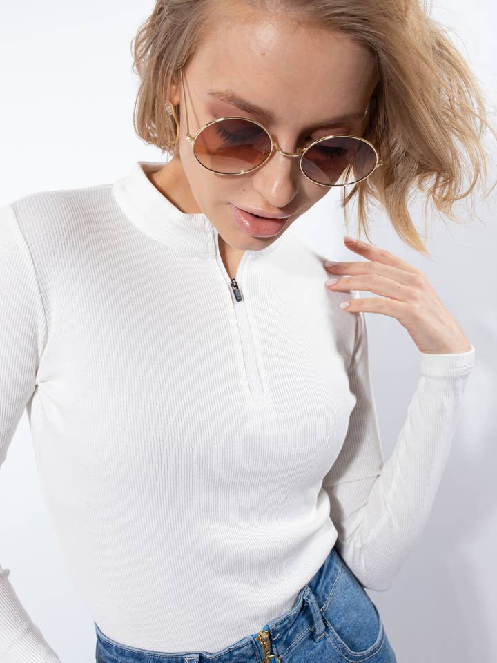 Recollection Brand - Wholesale Dress - Women's - Ribbed Zipper Mock Neck Top5