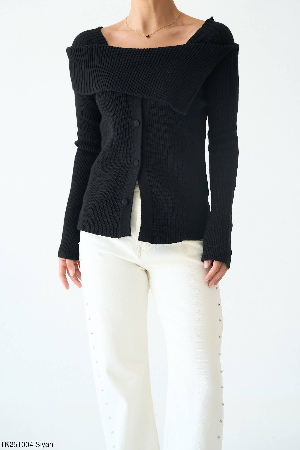 Design company-Fatma Balkir - Wholesale Knit Sweater - Women's - Asymmetric Neckline Women’s Knit Sweater13