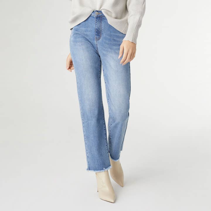 Medium Denim EverStretch Straight Leg Ankle w/ Glitter for wholesale on Faire