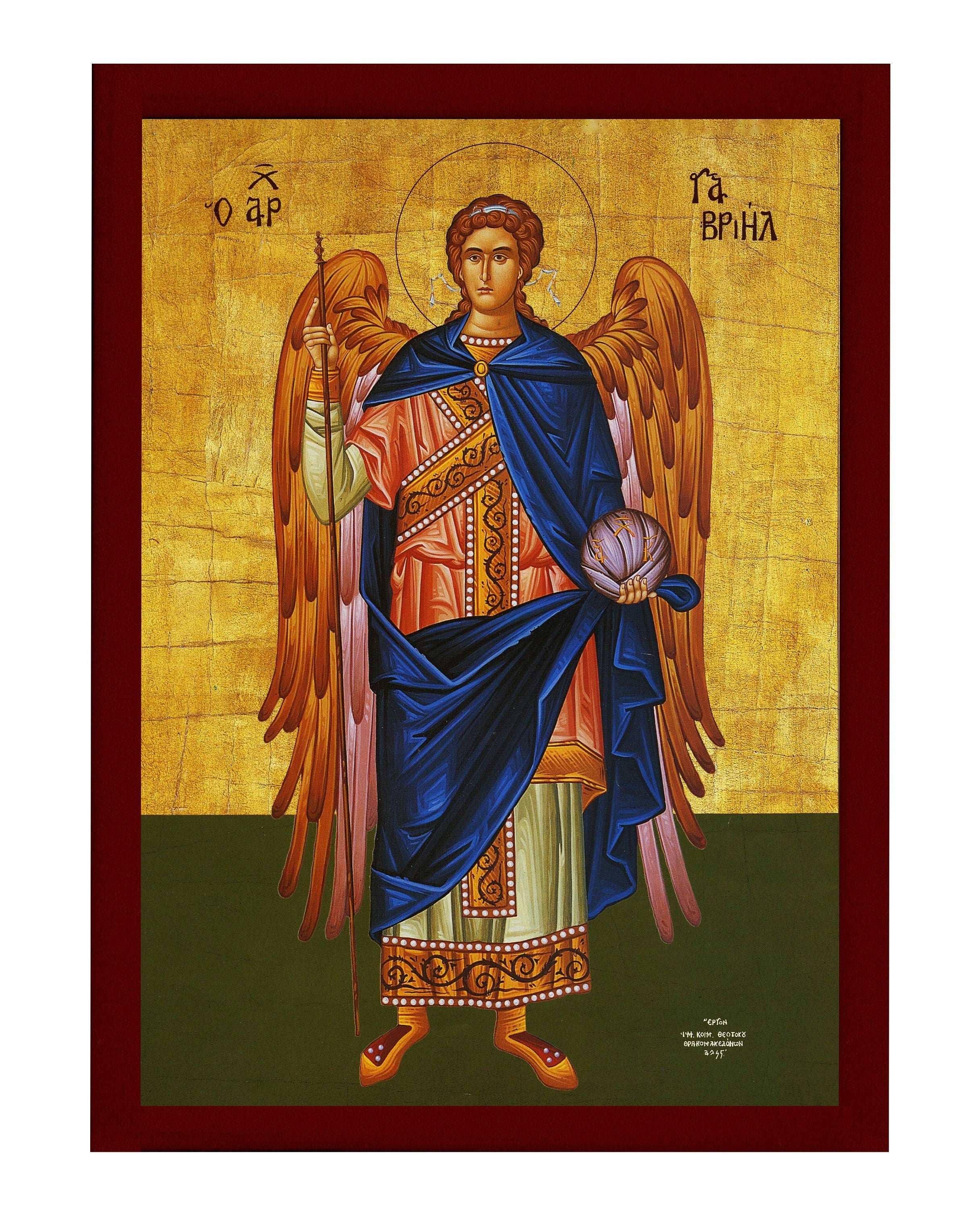 TheHolyArt - Venta al por mayor Tarjeta de religión - Icono del Arcángel Gabriel, icono ortodoxo griego hecho a mano de San Gabriel, arte bizantino para colgar en la pared sobre placa de madera, decoración religiosa9