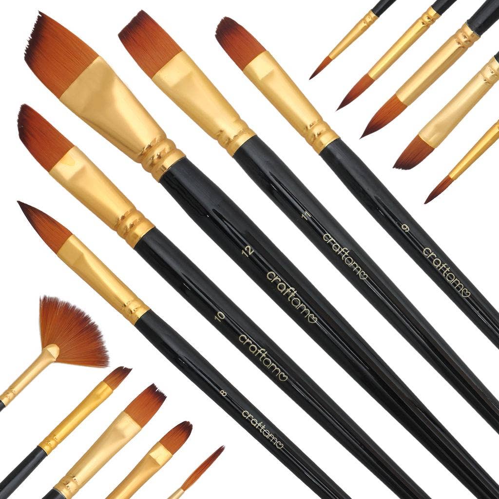 Craftamo – wholesale Paint/wax brush – Art Brushes - 15 Piece Paint Brush Set w/ Pop-Up Carry Case5