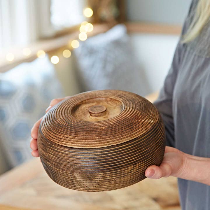 The Paper High Gift Company Limited - Wholesale Bowl - Makula Natural Mango Wood Bowl with Lid - Small