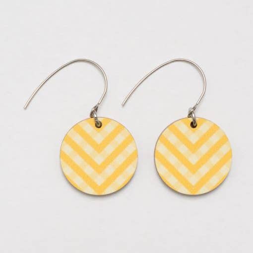 Yellow Wooden Summer Earrings for wholesale by Unique Ella
