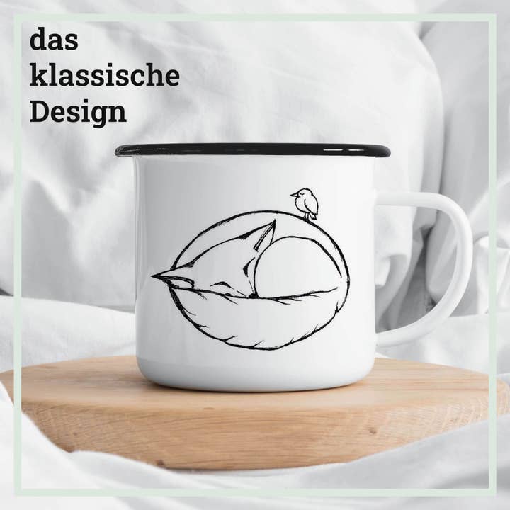 LIGARTI - Wholesale Coffee Mug - Enamel Mug - Sleeping Fox