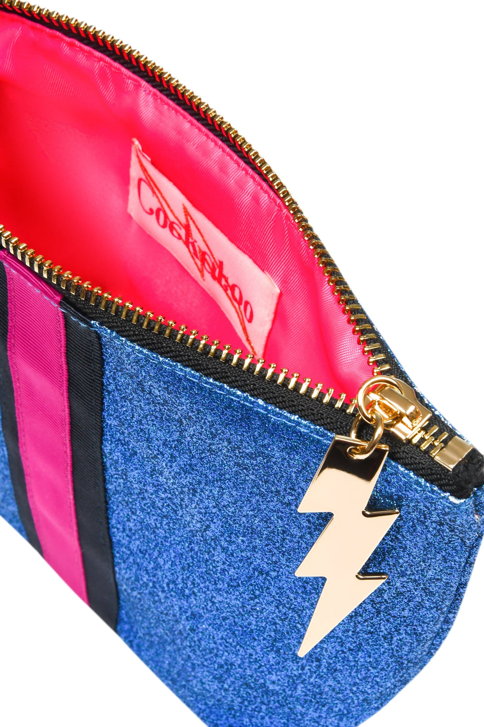 Cockatoo - Wholesale Makeup/Cosmetic Bag - SMALL BLUE GLITTER BAG1