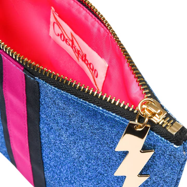 Cockatoo - Wholesale Makeup/Cosmetic Bag - SMALL BLUE GLITTER BAG1