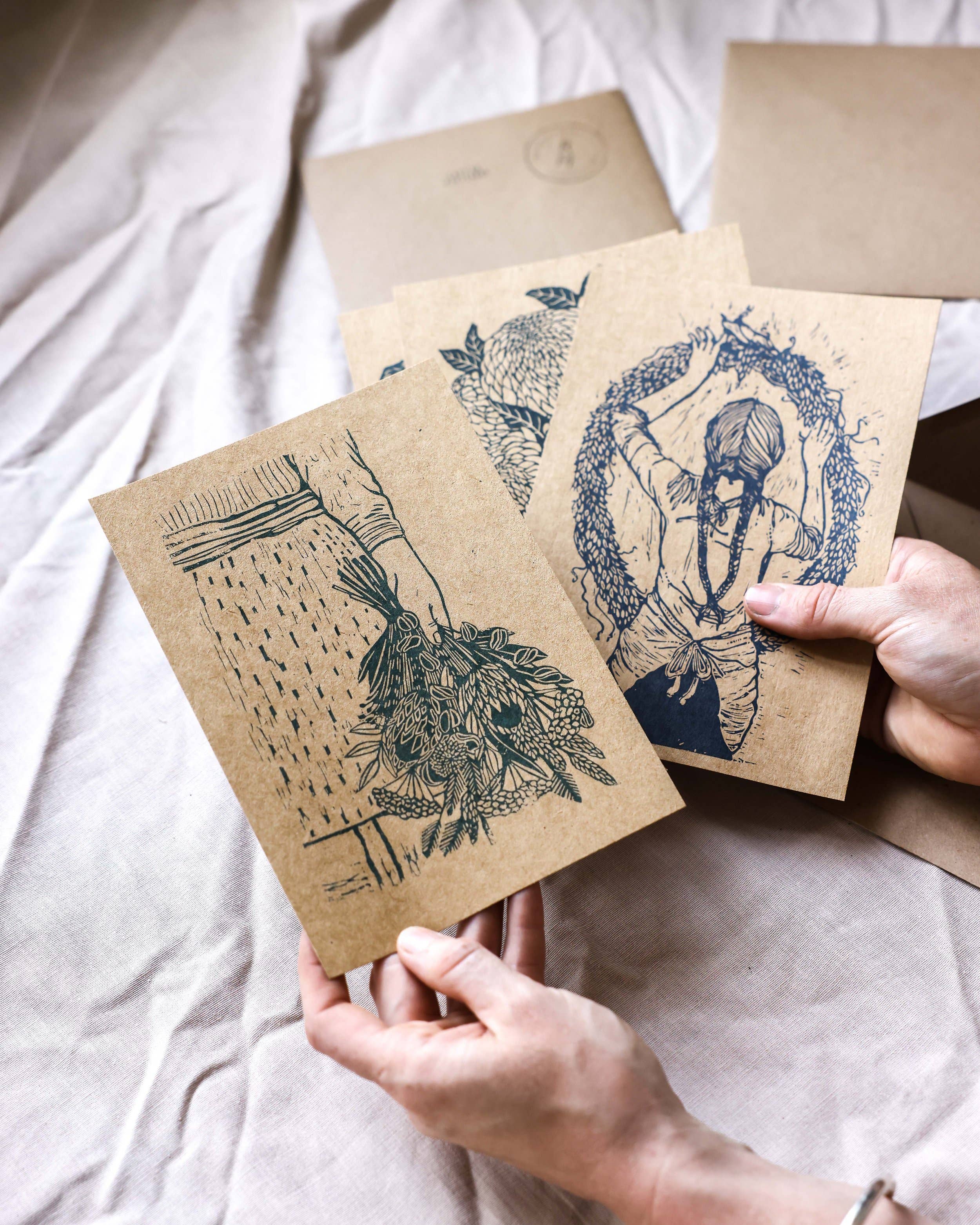 Rosanna Morris - Wholesale Postcard Set - Pack of 4 Postcards - A5 - Gather3