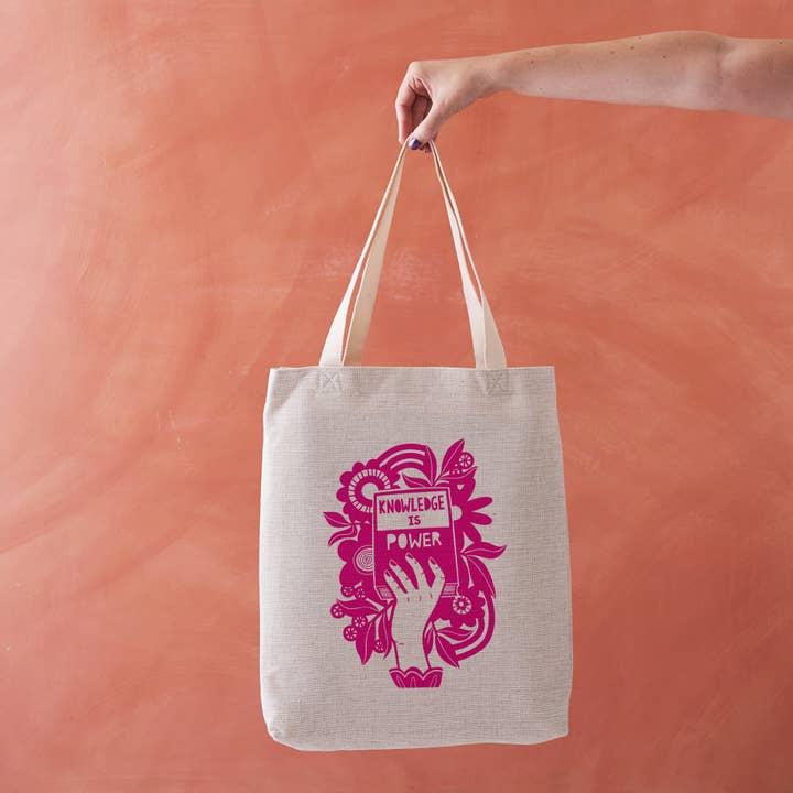 Knowledge is Power - Literary Tote Bag for wholesale by Bookishly (No US Import Fees)