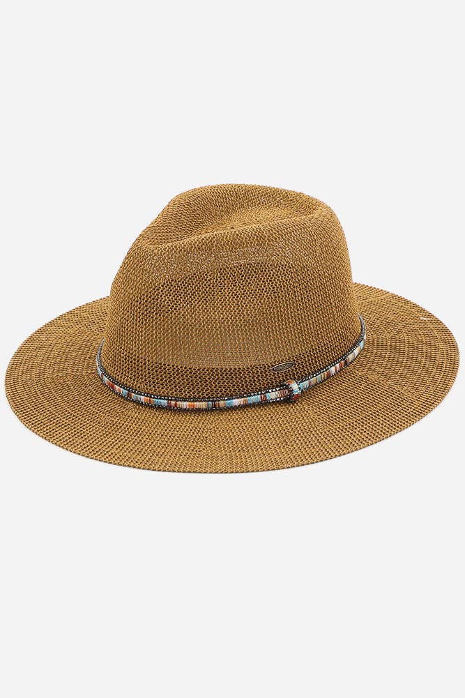 Hana - Wholesale Straw Hat - Women's - C.C Multi Thread Rhinestone Trim Band Panama Hat2