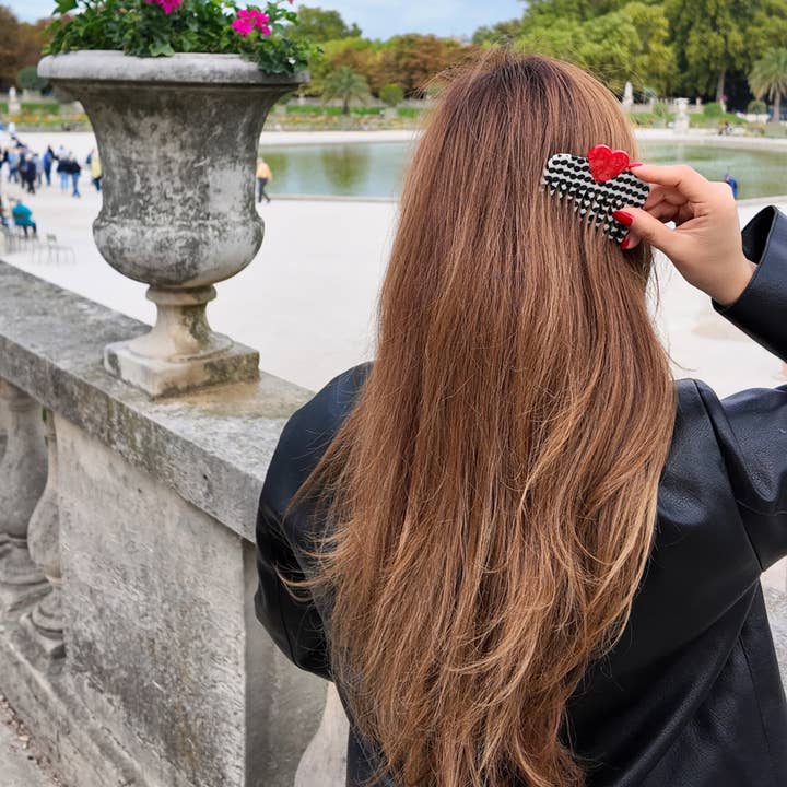 Solar Eclipse - Wholesale Hair brush/comb - Hand-painted Polka Dot Heart Pocket Comb2