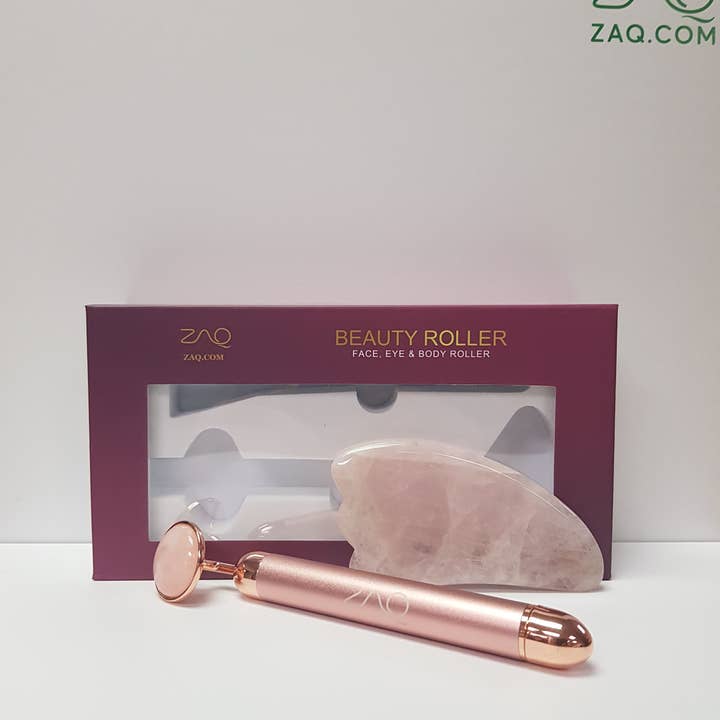 MOON ROLL-ON ROSE QUARTZ W-SONIC MASSAGING VIBRATING Roller for wholesale by ZAQ Skin + Body Care