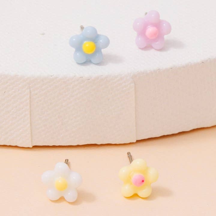 Conjunto de Brincos de Flor em Acrílico Multicolorido por atacado de Fame Accessories