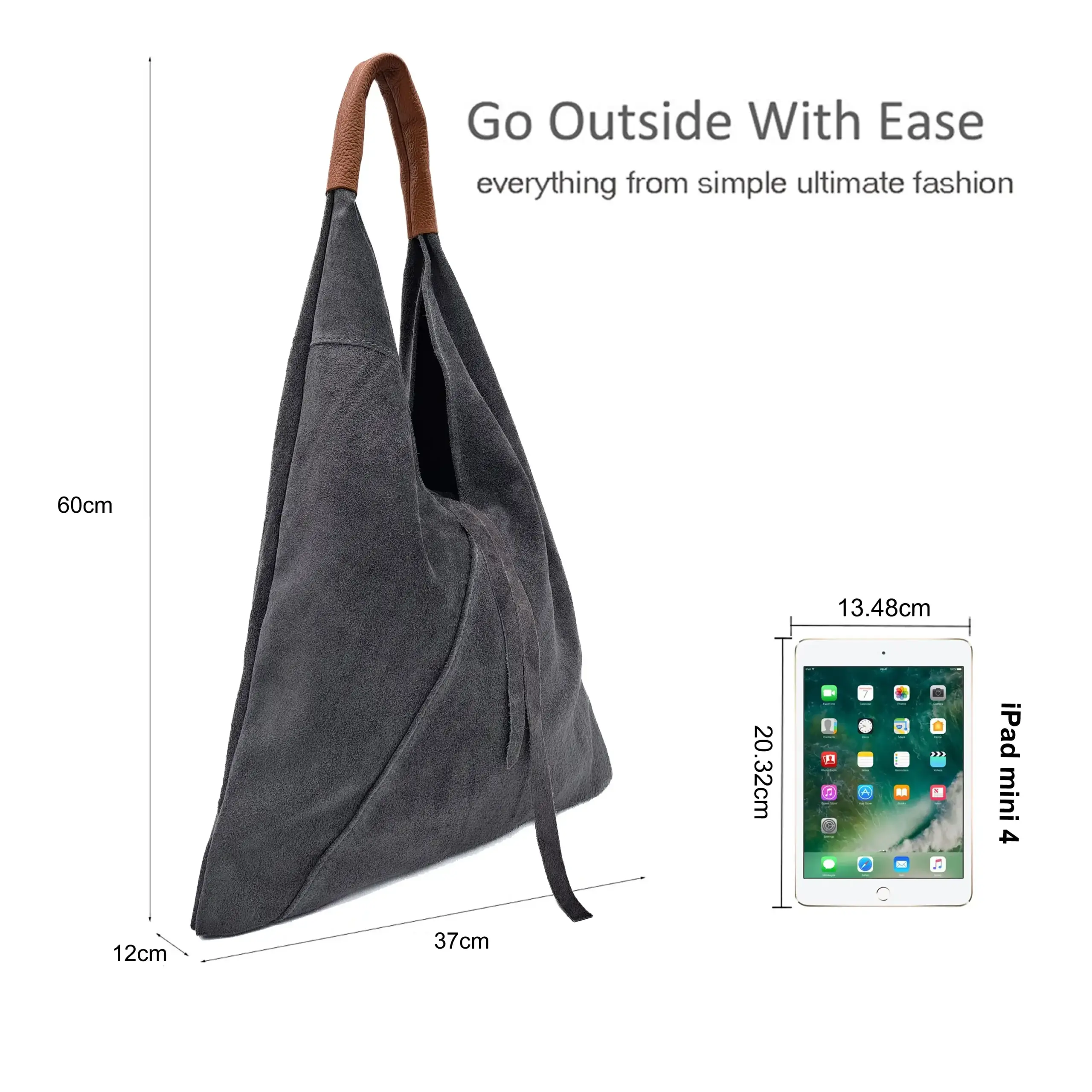 Ellas Trading - Wholesale Shoulder Bag - Women's - Drawstring Slouchy Italian Suede Tote Bag with Purse12