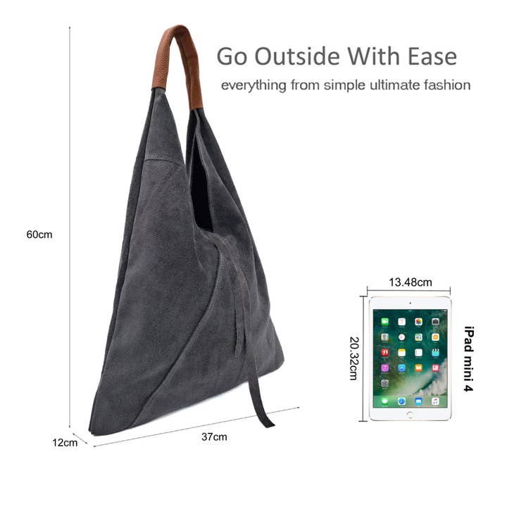 Ellas Trading - Wholesale Shoulder Bag - Women's - Drawstring Slouchy Italian Suede Tote Bag with Purse12