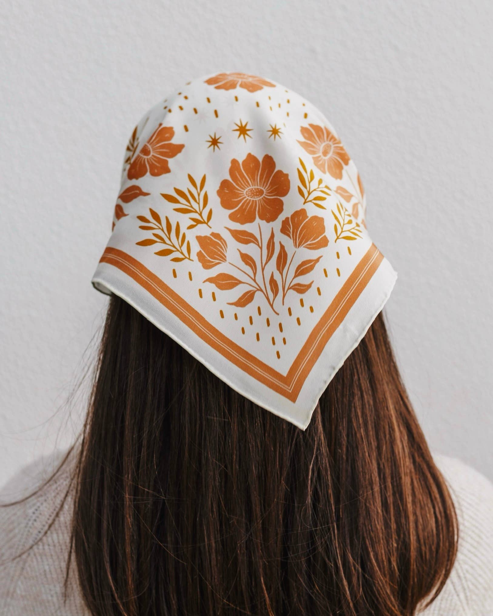 Flora West Design - Wholesale Bandana - Women's - 100% Silk Bandana Scarf - Desert Floral Western Earth Tones3