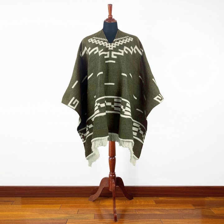 ECUALAMA - Wholesale Poncho - Unisex - Clint Eastwood Poncho cowboy Serape replica handmade of Alpaca wool Unisex - olive green