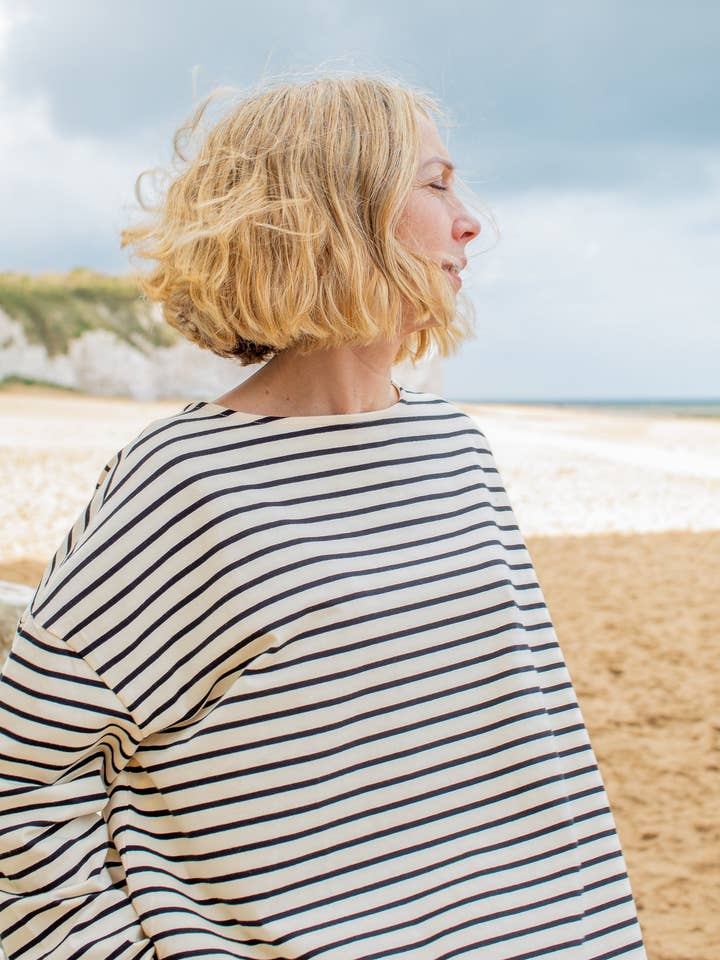 Bryony Stripe Top | Black / Cream for wholesale by CHALK