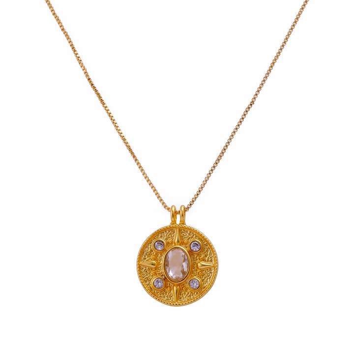 Collier en cristal blanc avec accents plaqués or CZ pour elle pour la vente par El Joyero