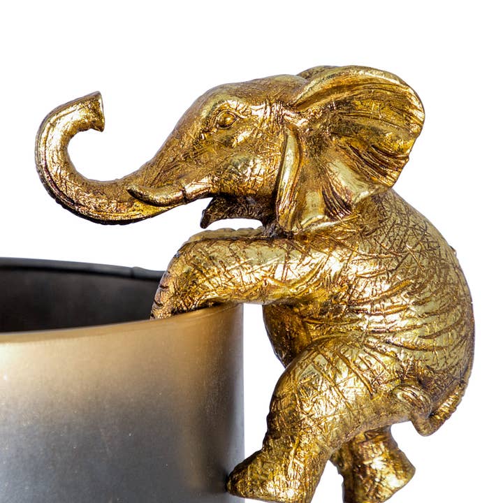 Antique Gold Hanging Elephant Pot Decor for wholesale by McGowan & Rutherford Ltd