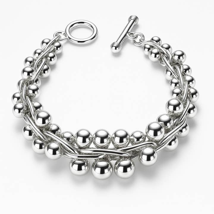 Sterling Silver Chunky Mistletoe Bracelet for wholesale by De Mexico