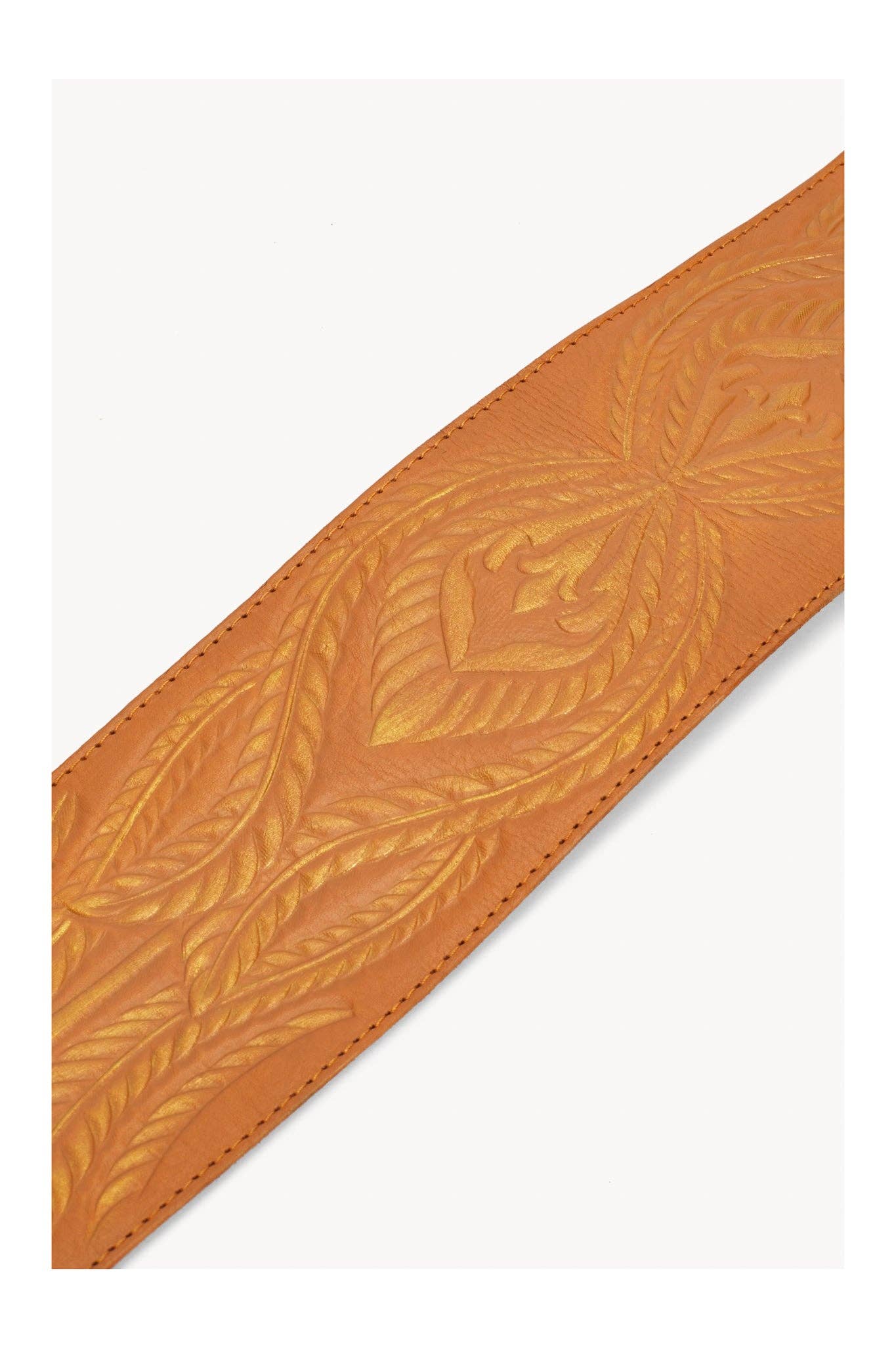 Lyrebird Feather Belt Antique Tan/Gold for wholesale on Faire3