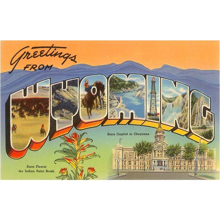 Postkort WY-07 Hilsner fra Wyoming for engroshandel hos Found Image Press