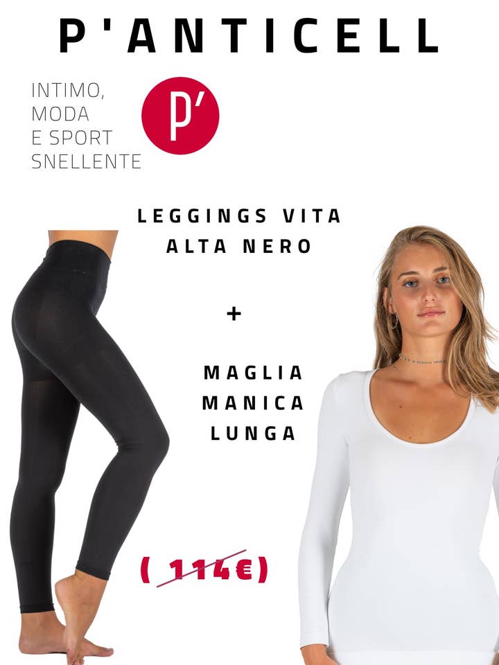 Legging taille haute noir promotionnel+maillot manches pour la vente par P'anticell