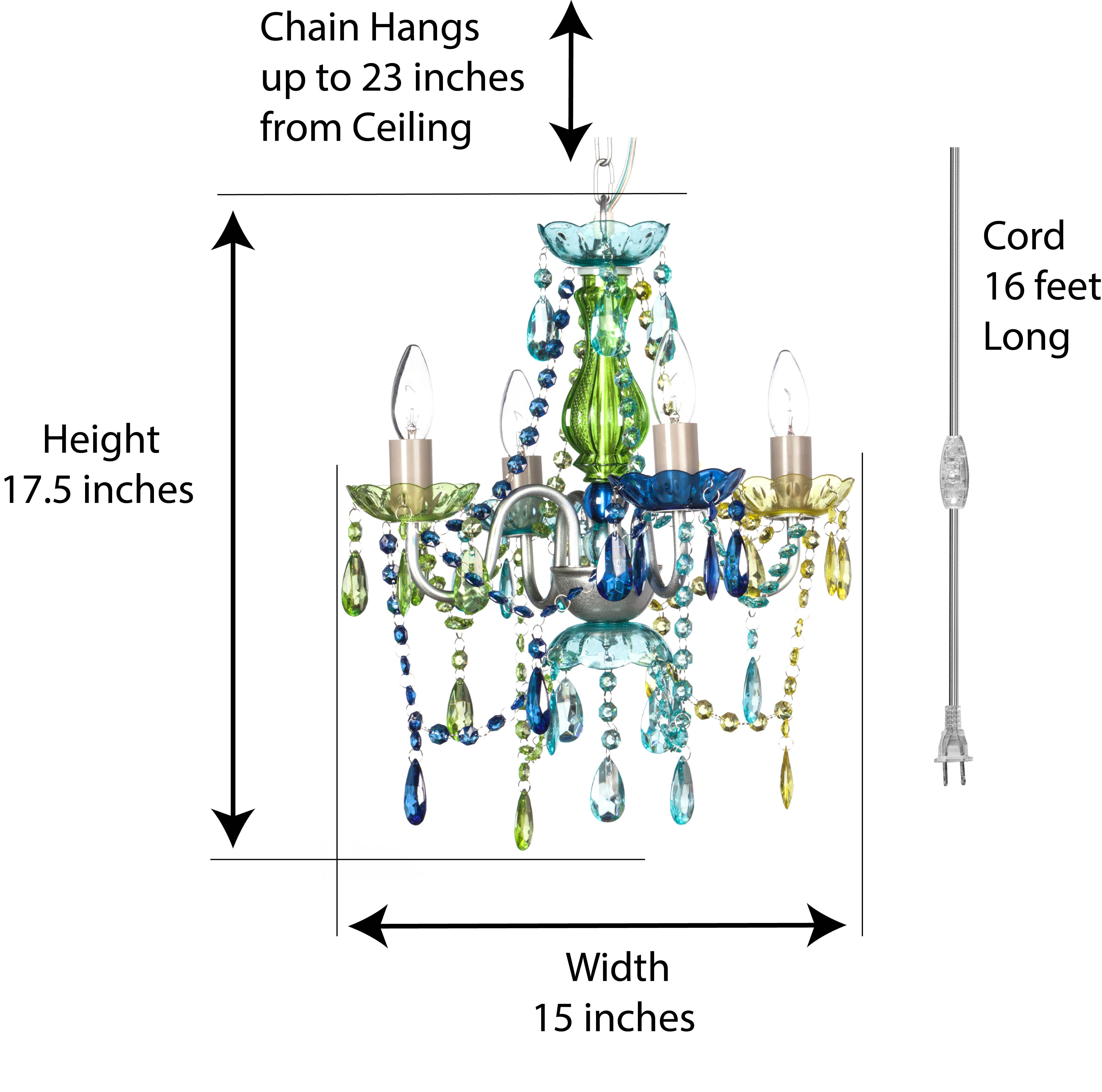 Think Brink - Wholesale Chandelier/Hanging Light - 4 Light Blue Green Plug-In Chandelier1