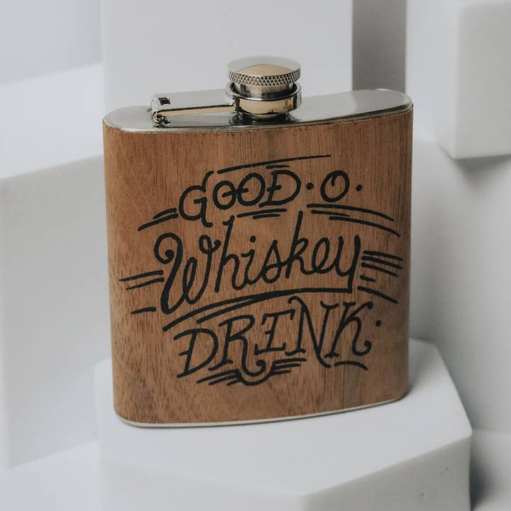 Wood Flask 6oz - Whiskey for wholesale by Spitfire Girl