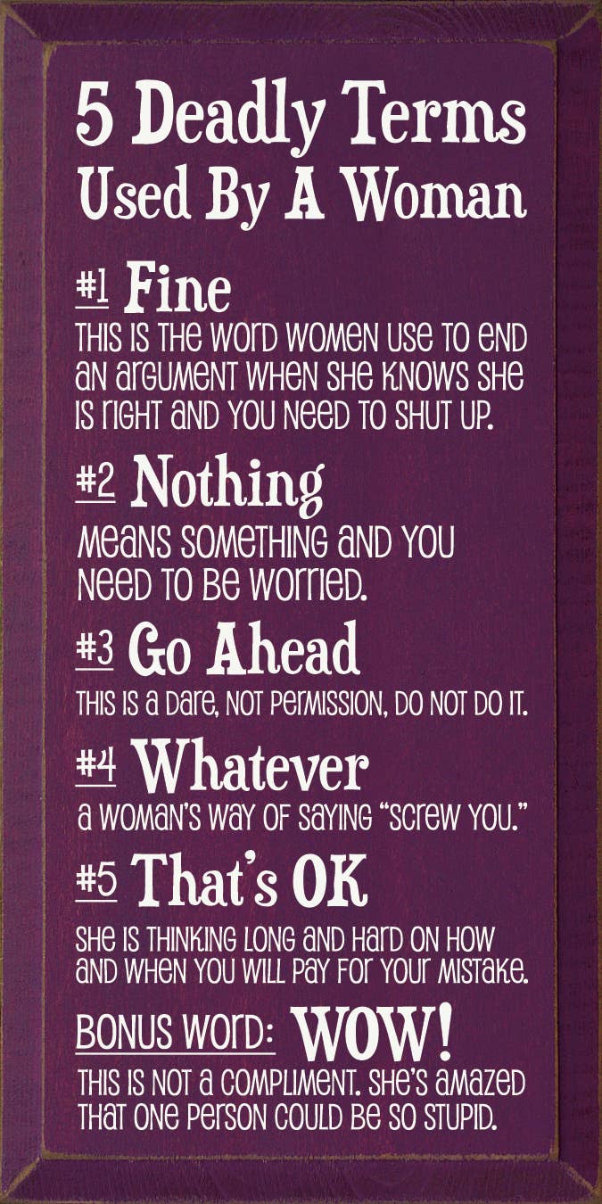 SAWDUST CITY – Engroshandel Skilt – 5 Dødbringende udtryk brugt af en kvinde5