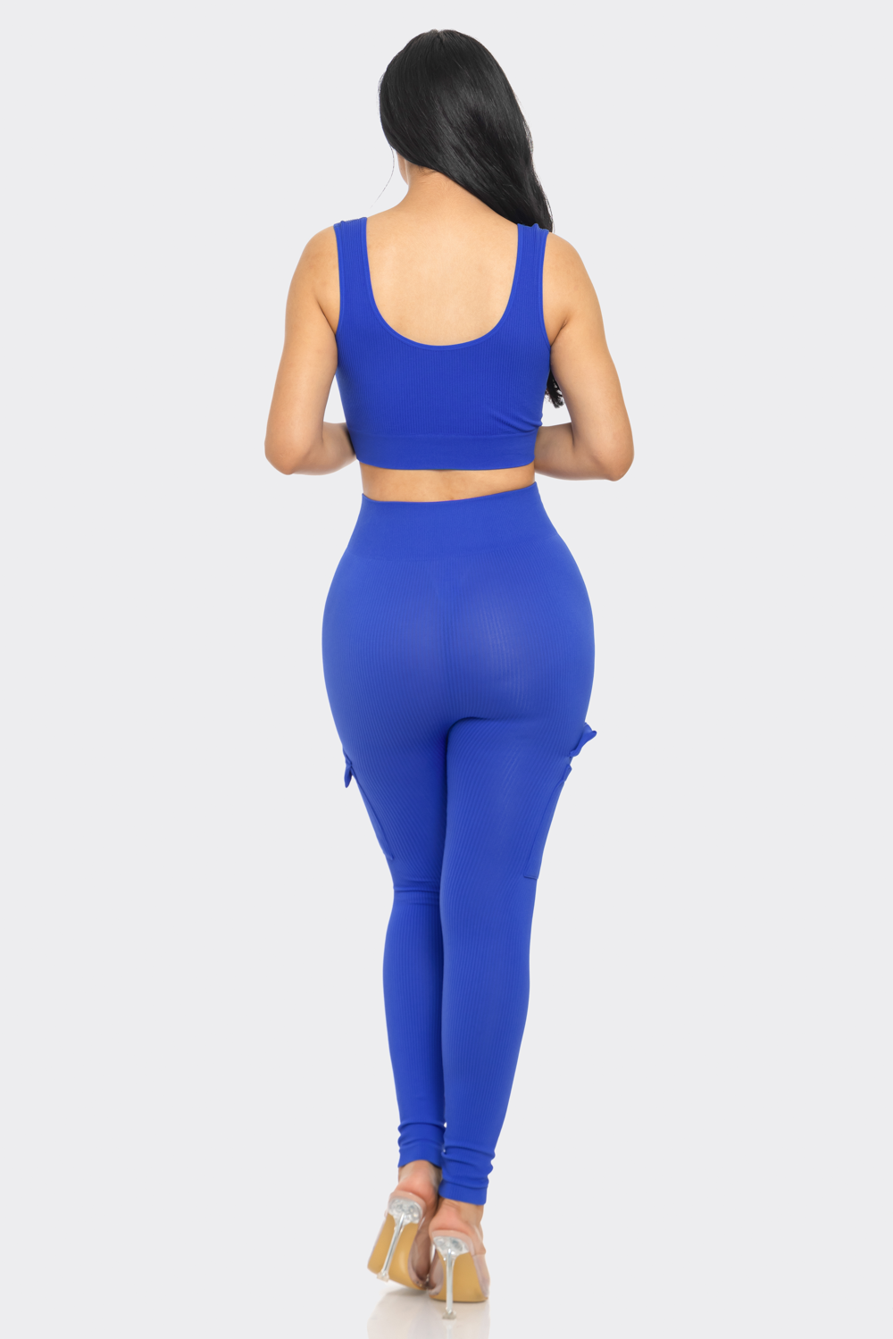 Lime All the Time - Wholesale Activewear Set - Women's - 2 Pc Seamless Muscle Crop Tank Top and Cargo Legging Set9