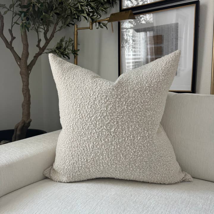 Visually Rich Home - Wholesale Throw/Decorative Pillow - Natural Eggshell Bouclé Pillow3