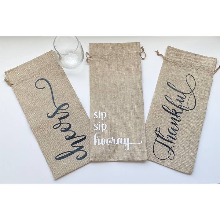 Återanvändbar jute vinpåse för wholesale av Creations By Eliza D