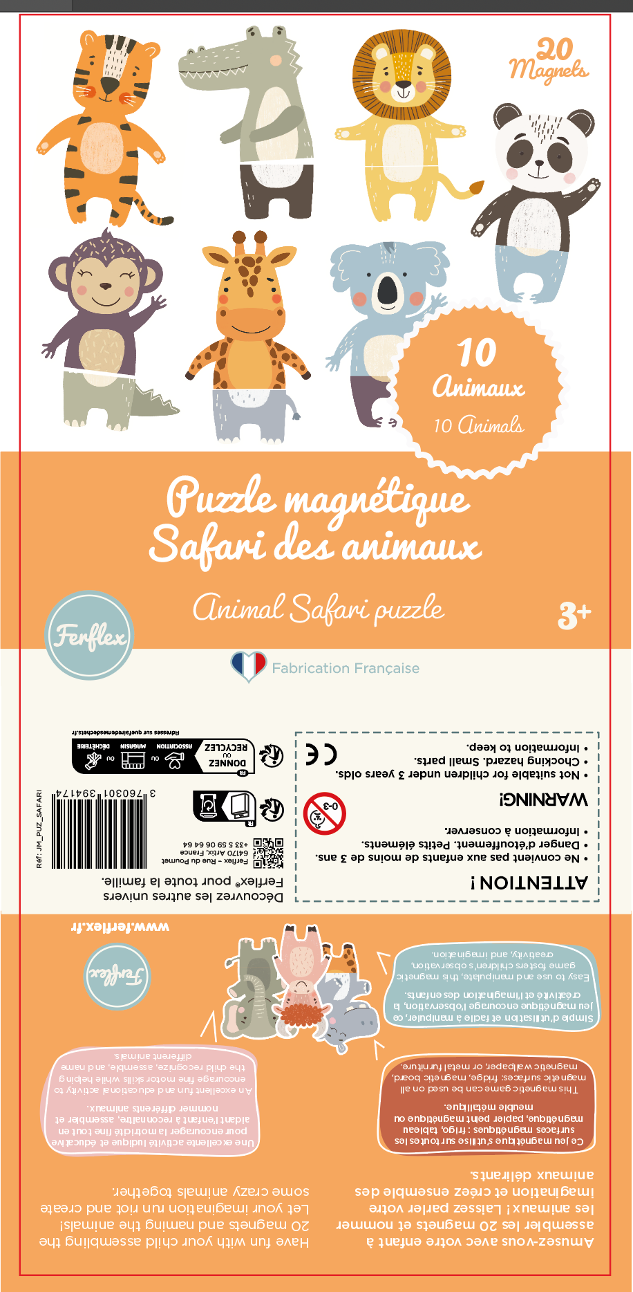 Ferflex - Wholesale Puzzle - Kids - Magnetic puzzle - Animal safari1