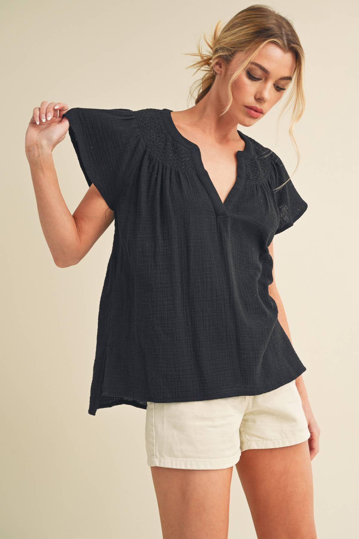 AEMI + CO - Vente Chemisier – femme - 8269DK Haut à manches courtes brodé Thia 31