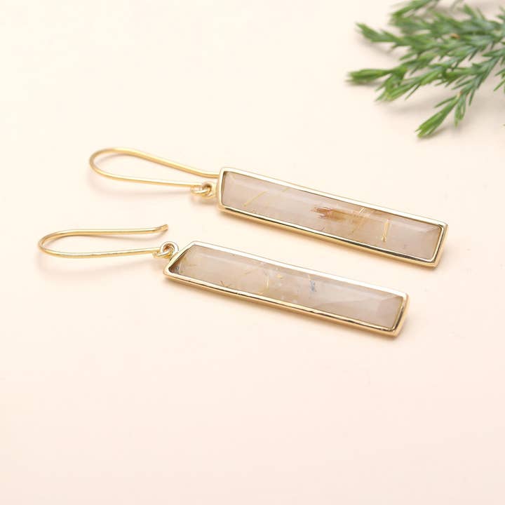 AG 925 JEWELLERY - Wholesale Dangle Earrings - Designer Brass Dangle Earrings with Smoky Quartz