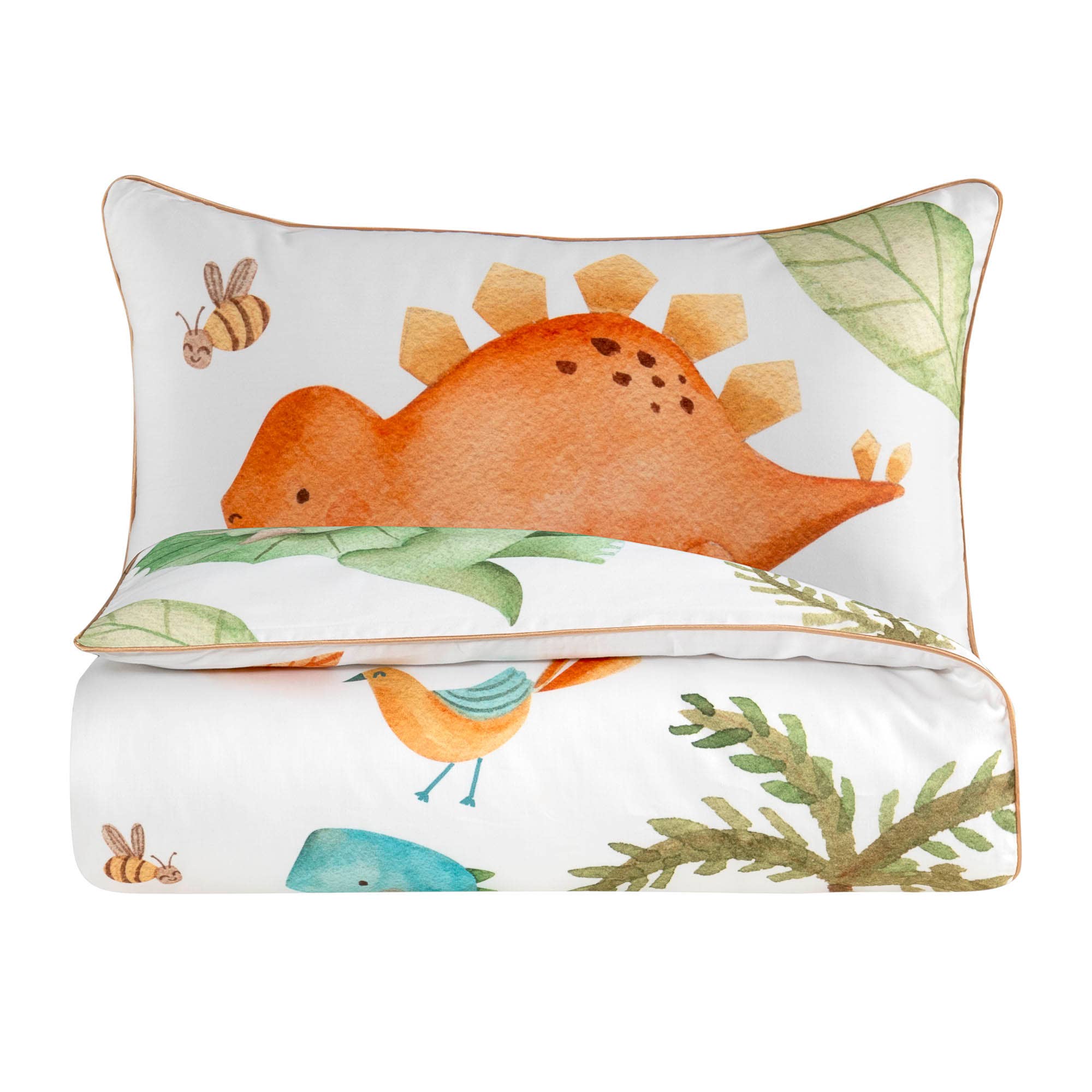 Aymando Home - Vendita all'ingrosso Set di lenzuola - Bambini e neonati - Set biancheria da letto per bambini in raso, 2 pezzi, 100 x 135 cm e 40 x 60 cm, dinosauro4