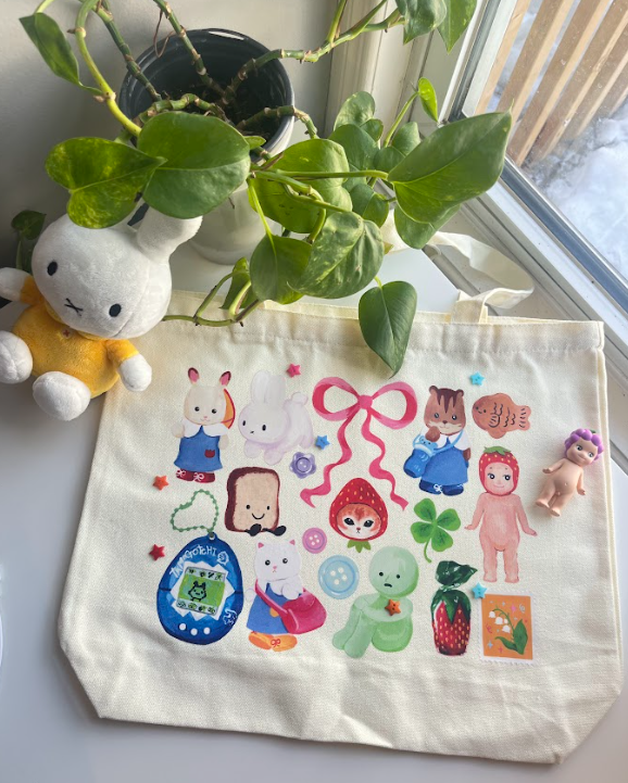Ichigo Mart - Wholesale Tote Bag - Unisex - Trinket Collection Tote Bag w/Zipper, Blind Box Figure Art2