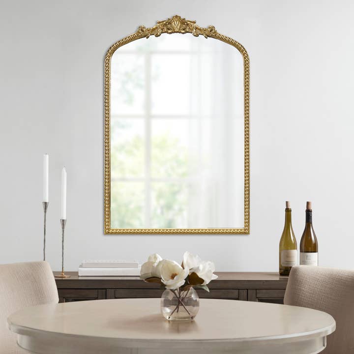 Olliix - Wholesale Wall Mirror - Transitional Beaded Arch Wall Decor Mirror, Gold