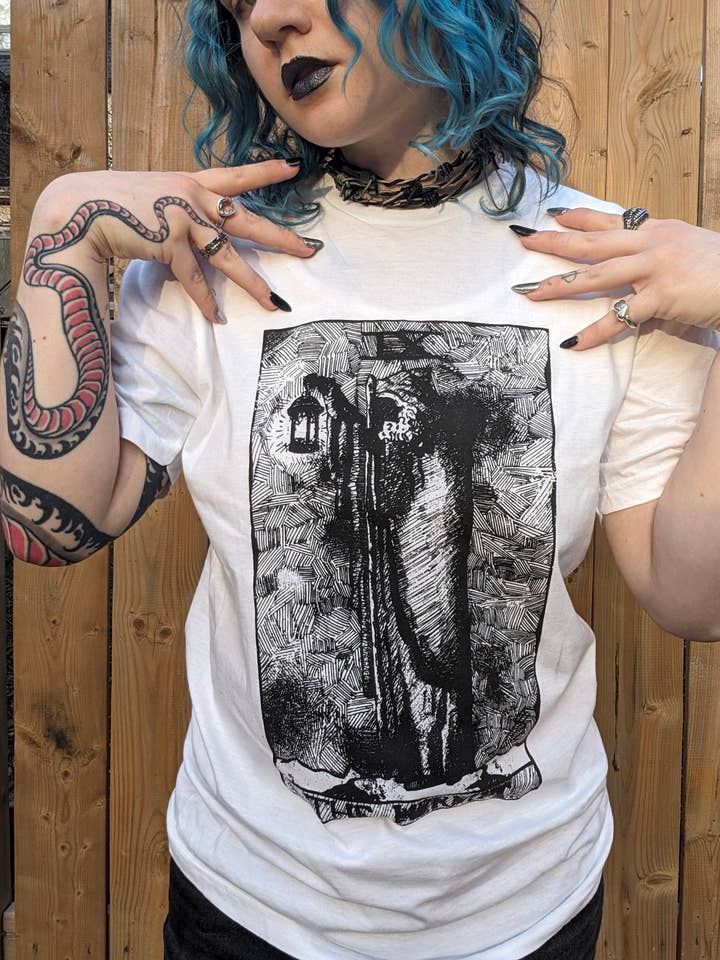 RaccoonGuts - Wholesale Screen Printed T-Shirt - Women's - The Hermit Gothic Alt Tarot Printed T-shirt1